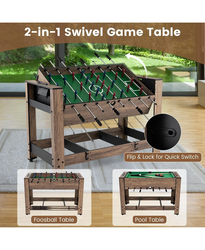 Mecale 2-in-1 Swivel Foosball and Pool Combo Game Table