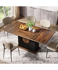 Tribesigns Rectangular Dining Table for 4 to 6 People, Wood Dinner Kitchen