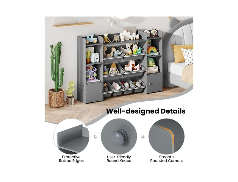 Slickblue Large Kids Storage Organizer with 8 Bins and Bookshelf