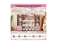 Slickblue Large Kids Storage Organizer with 8 Bins and Bookshelf