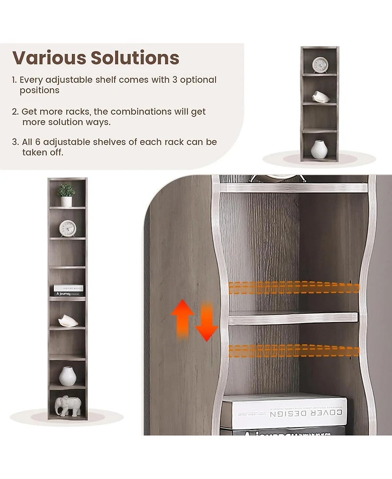 Rainsken 8-Tier Tall Narrow Bookshelf