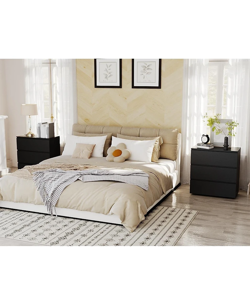 Homsee Nightstand with 3 Drawers,Bedside table,Chest Nightstands