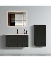 Sillysis 30 Floating Bathroom Vanity with Integrated Ceramic Sink, Wall Mounted Bathroom Vanity without Faucet, Pre-assembled