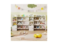 Slickblue Children s Toy Organizer with Bookshelf and Cabinet Door