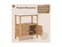 Slickblue Acacia Wood Outdoor Potting Bench with Storage & Louvered Doors