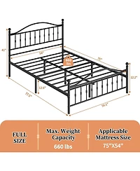 gaomon Size Metal Platform Bed Frame with Victorian Style Wrought Iron-Art Headboard and Footboard,Mattress Foundation,Under Bed Storage,Noise Free