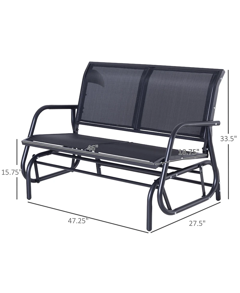 Clihome 2-Person Outdoor Glider Bench, Patio Double Swing Rocking Chair Loveseat w/ Powder Coated Steel Frame