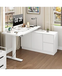 Homsee 2-Door 2-Drawer Adjustable Corner Table, Computer Desk, Writing Desk