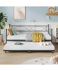 gaomon Daybed with Trundle, Metal Twin and Trundle Set, Day Bed Sofa Frame Steel Slat Support, Multifunctional