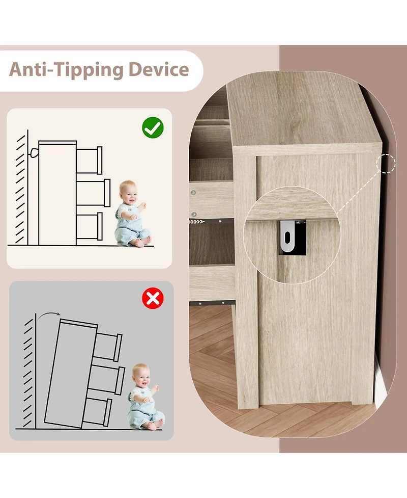 gaomon 7 Drawer Wood Dresser for Bedroom, Wide Modern Chest with Large Storage for Living Room, Hallway, Entryway