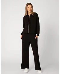 Cable & Gauge Women's Crochet Zip Front Pant Set