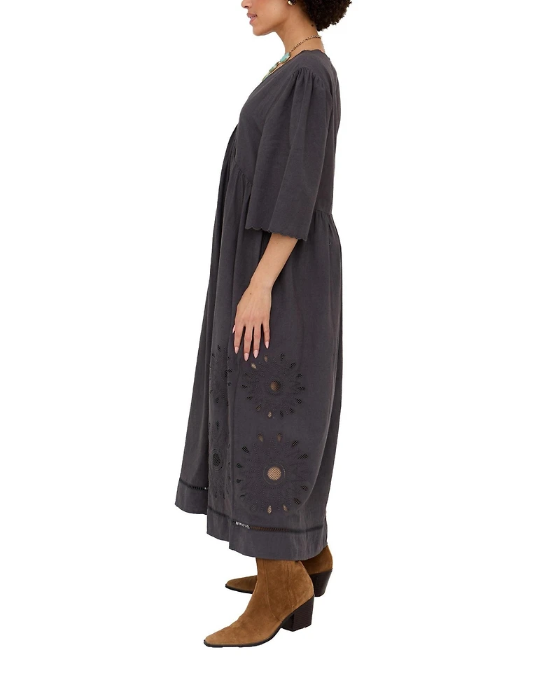 Raffya Women's Candice Flutter Sleeve Jacquard Maxi Dress