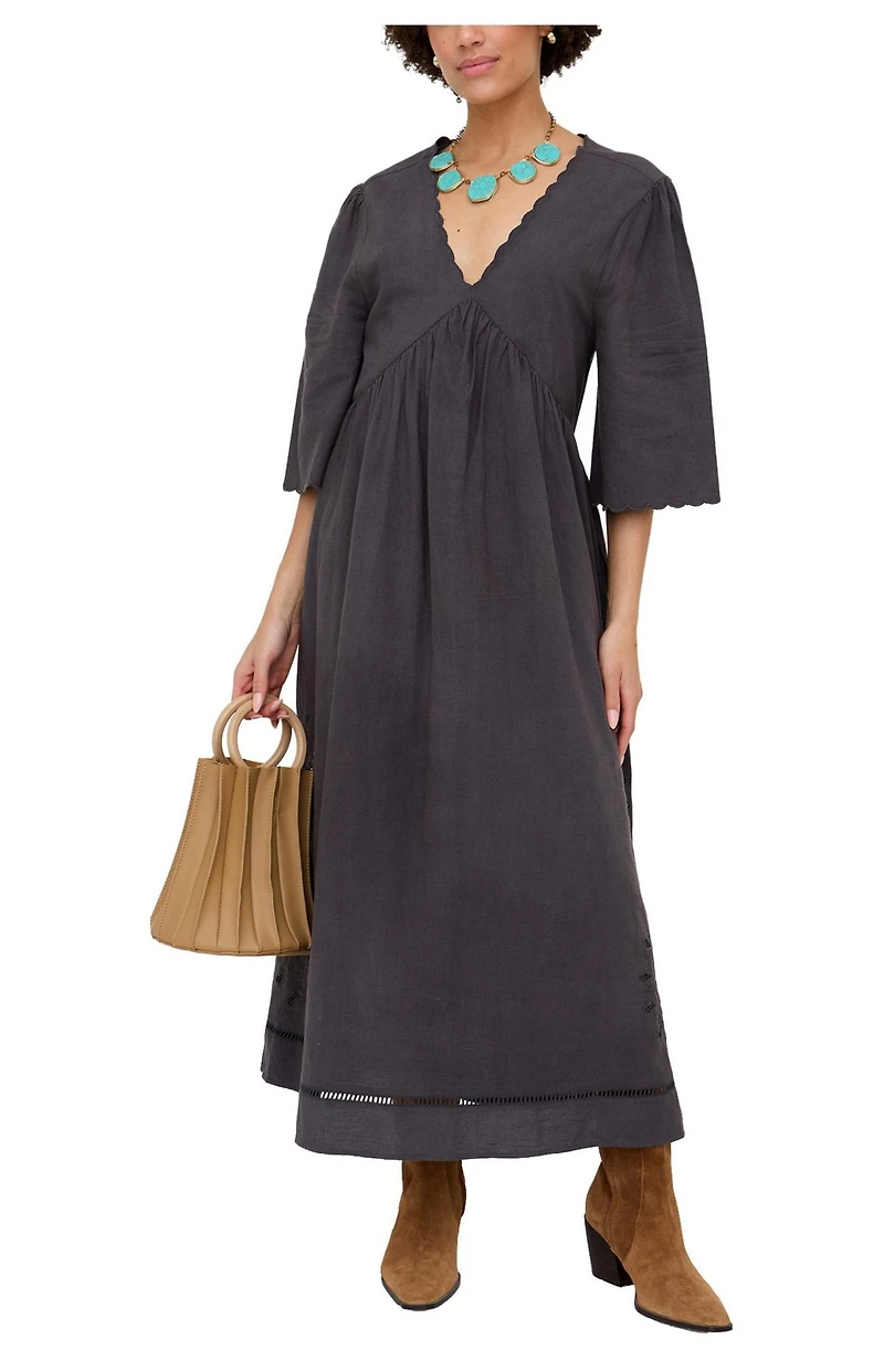 Raffya Women's Candice Flutter Sleeve Jacquard Maxi Dress