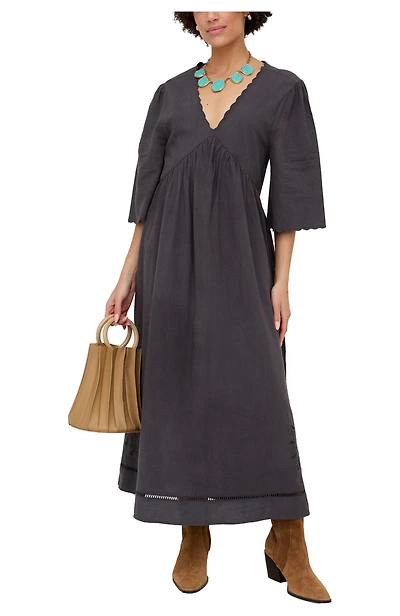Raffya Women's Candice Flutter Sleeve Jacquard Maxi Dress