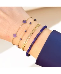 The Lovery Blue Sapphire Bead Chain Bracelet 14K Gold