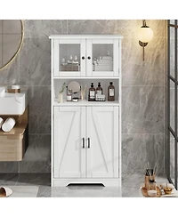 gaomon Bathroom Cabinet, 50.4" Storage Cabinet with Glass Doors and Adjustable Shelves, Freestanding Kitchen Pantry Cabinet