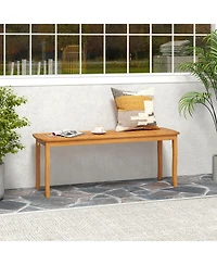 Gymax 2PCS 47'' Long Patio Dining Bench w/ Slatted Seat Backless Wooden Picnic Bench