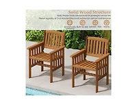Slickblue Set of 2 Outdoor Solid Wood Patio Chairs with Slatted Seat