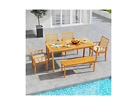 Slickblue 2-Piece Patio Dining Chair Set in Acacia Wood with Armrests