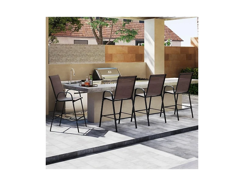 Slickblue Outdoor Fabric Bar Stools Set of 2 with Armrests
