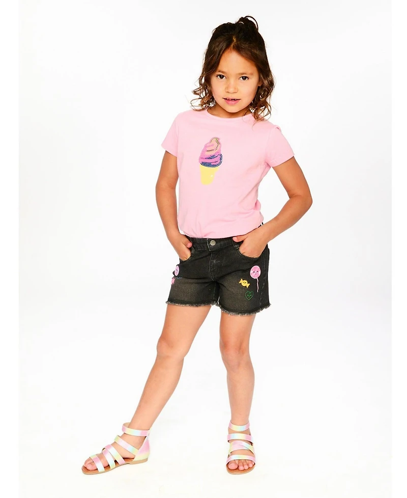 Deux par Deux Toddler Girls Embroidered Denim Shorts