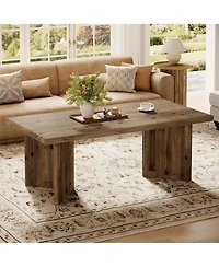 Tribesigns Wood Coffee Table, 47-Inch Farmhouse Rectangle Center Table