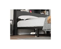 gaomon Bed Frame with Bookcase Headboard, Tall Wooden Bed Headboard Frame with Type-c & Usb Charging Station