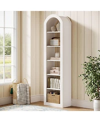 Tribesigns 6-Tier Narrow Bookshelf, 74.8" Tall Arched Bookshelf, for Small Space, Home Office(2 Pcs)