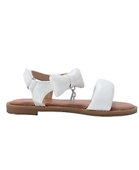 Bebe Little Girls Girl's Fashion Sandals – Dressy Shoes with Puffy Bow and Hanging Logo Charm