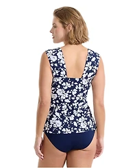 Lands' End Women's Plus Square Neck Underwire Tankini Top