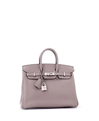Pre-Owned HERMES Birkin 25 Handbag Grey Novillo with Palladium Hardware