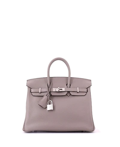 Pre-Owned HERMES Birkin 25 Handbag Grey Novillo with Palladium Hardware