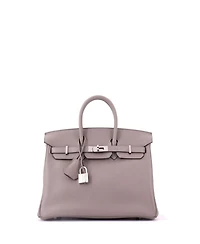 Pre-Owned HERMES Birkin 25 Handbag Grey Novillo with Palladium Hardware