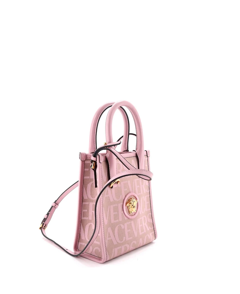 Pre-Owned Versace Mini La Medusa Tote All Over Logo Canvas