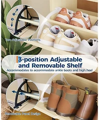 gaomon Rattan Shoe Cabinet Storage with 4 Flip Drawers and 2 Top Drawers Freestanding Shoe Organizer Slim Shoe Rack Storage with Adjustable Shelves