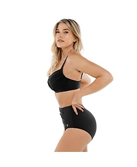 Popilush Women's Shapewear Ruched Tummy Control Bikini Top & High Waist Bottom Set