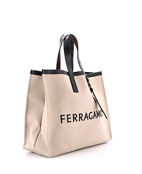 Pre-Owned Salvatore Ferragamo Large Logo Shopping Tote Canvas with Leather