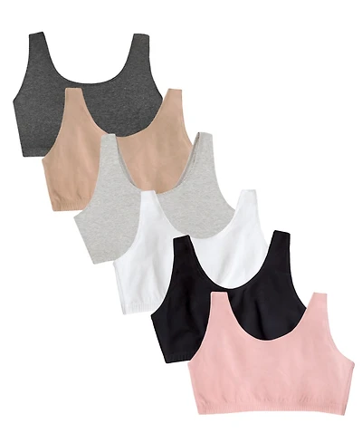 Fruit of the Loom Women's Tank Style Cotton Sports Bra, 6 Pack