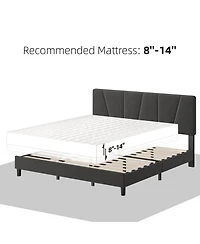 gaomon King Bed Frame with Headboard- Strong Wood Slats Easy Assembly No Box Spring Needed