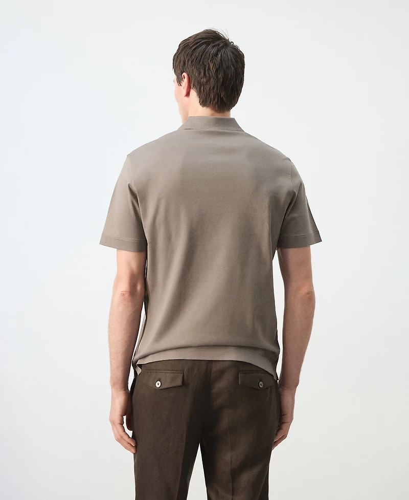 Mango Men's Cotton Fine-Knit Polo Shirt
