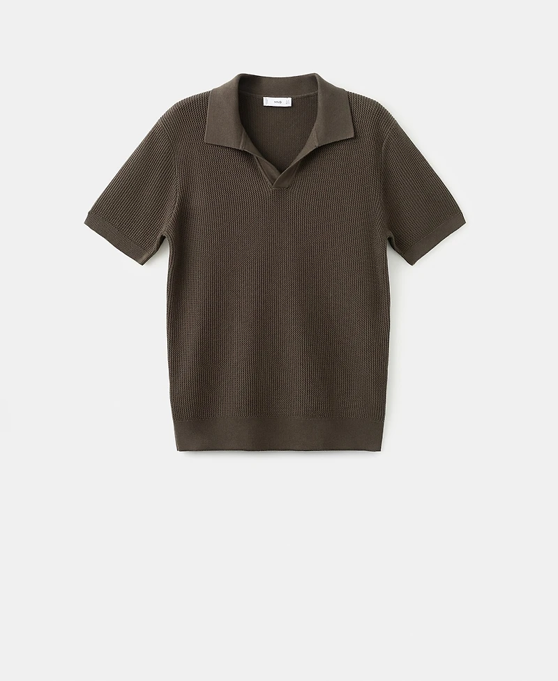 Mango Men's Cotton Knitted Structure Polo Shirt