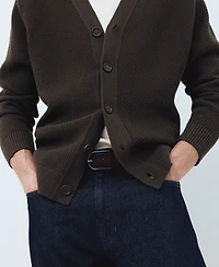 Mango Men's Medium Knit Microstructure Cardigan Sweater