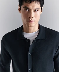 Mango Men's Fine Knit Comfort Stretch Cardigan Sweater