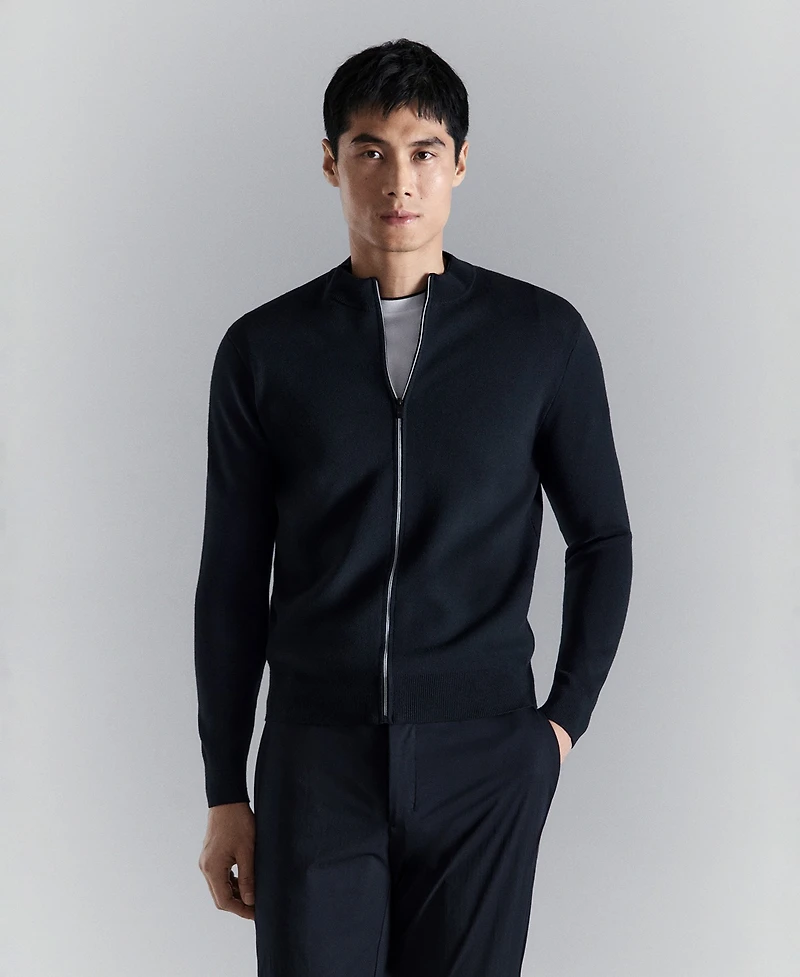 Mango Men's Comfort Stretch Knit Cardigan Sweater