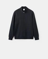 Mango Men's Cotton Zip-Neck Sweatshirt