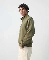 Mango Men's Cotton Zip-Neck Sweatshirt