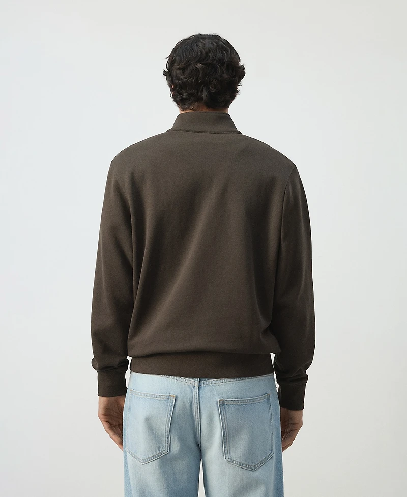 Mango Men's Cotton Zip-Neck Sweatshirt