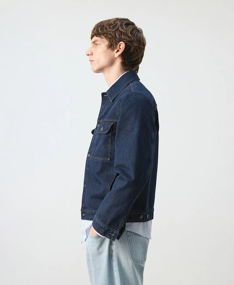 Mango Men's Cotton Pockets Denim Jacket