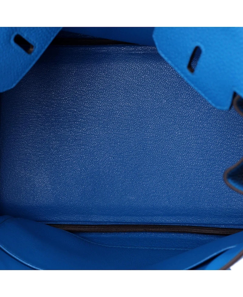 Pre-Owned HERMES Birkin 25 Handbag Blue Togo with Palladium Hardware