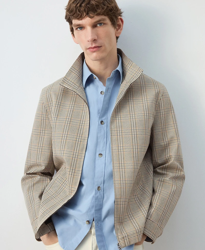 Mango Men's Prince of Wales Check Zip-Up Jacket
